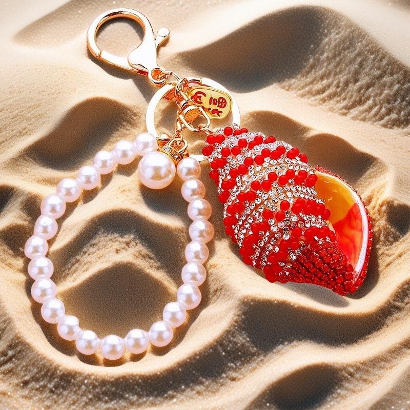 Conque de chaîne de perle de fortune rouge