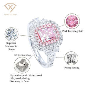 Anillos de Diamantes Cultivados en Laboratorio de Color Rosa CVD, Joyería Fina Personalizada de Oro Blanco de 18K Certificado, Regalos para Mujeres, Compromiso, Boda, Fiesta - Product Image 2