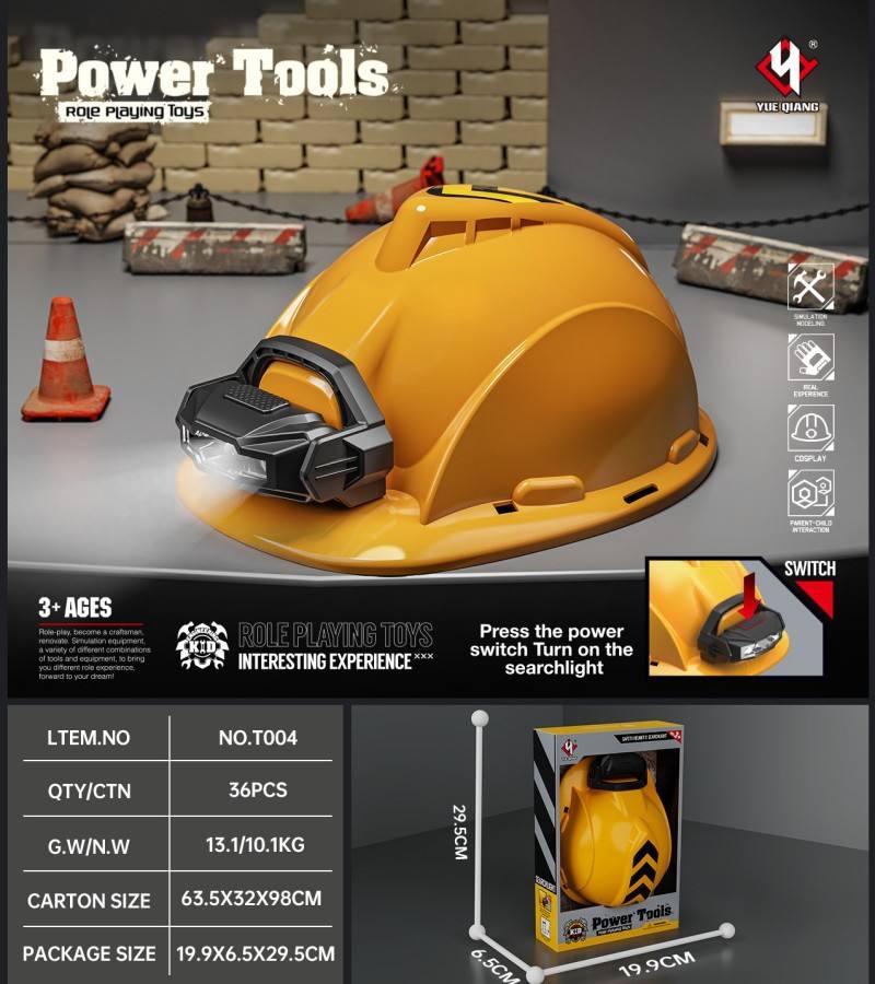 หมวกนิรภัยเครื่องมือ [มีไฟ + แบตเตอรี่]