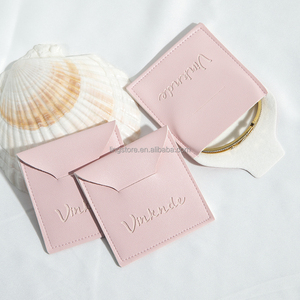 Custom Embossed logo pink Luxury <b>Envelope</b> Camera Watch <b>Gift</b> Jewellery Bag Waterproof Pu Leather Jewelry Pouch - Product Image 1