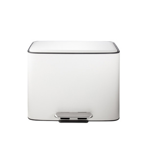 Poubelle de recyclage en acier inoxydable rectangulaire à pédale 2 kg blanc gris argent pour intérieur cuisine salle de bain - Product Image 4