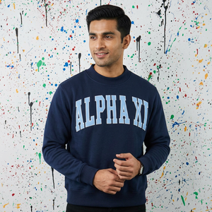 Sudadera con Capucha ALPHA XI BLUE, Forro Polar, Invierno, 100% Algodón, Azul Cielo, Apliques Bordados, Cuello Ancho, URBAN PRODUCTIONS, Secado Rápido - Product Image 1