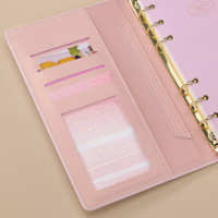 Carnet à spirales rechargeable en cuir PU rose