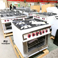 Cuisinière à gaz industrielle en acier inoxydable pour restaurant, fourneau de cuisine professionnel, état neuf