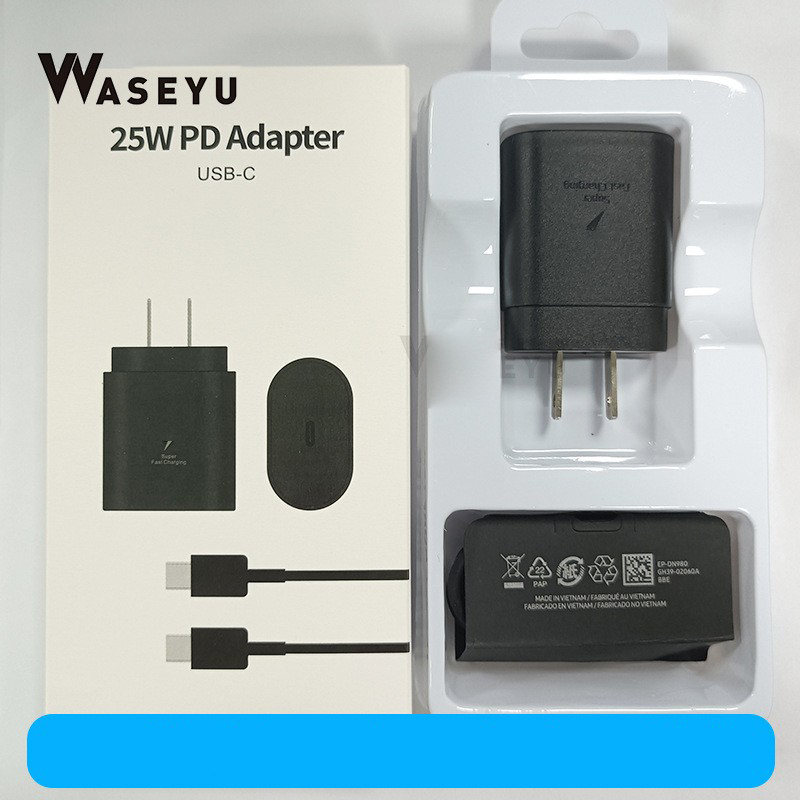 Negro 25W US + Cable de datos Doble C + Caja de embalaje