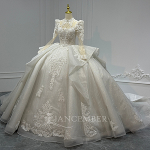 Robe de mariée Xs235 haut de gamme avec dos lacé et découpes, broderie de perles et cristaux, personnalisable, Boda Vestidos Jancember - Product Image 3