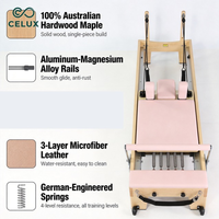 Reformer Pilates Commercial en Bois d'Érable Portable et Réglable, Robuste, pour Entraînement du Core, Professionnel pour la Maison, la Salle de Sport et le Studio