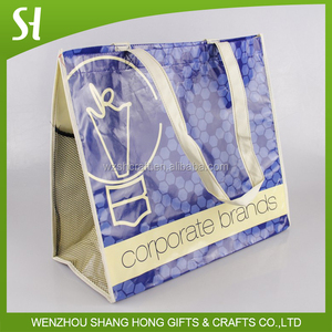 Bolsa de mano promocional bonita de polipropileno no tejido con bolsa de malla, bolsa de mano laminada azul no tejida - Product Image 5