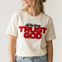 Patch brodé thermocollant personnalisé « Trust God All the Time » en chenille avec bordure scintillante pour sweats à capuche femme, vente en gros