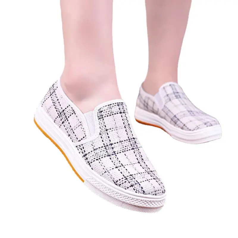 Корейская версия весенне-летней студенческой повседневной парусиновой обуви с подошвой из коровьего сухожилия для женщин