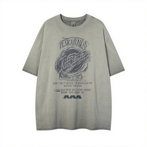 T-shirts à manches courtes pour hommes, style hip-hop vintage, logo personnalisé imprimé, respirant, col rond, 100% coton - Product Image 1
