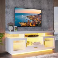 Meuble TV RVB 24 couleurs Table de télévision centrale Meuble console TV avec induction du corps humain avec chargeur sans fil
