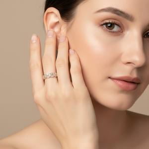 Anillo de Diamantes Tejidos de Diseño Exclusivo de Joyería Fina Vintage en Oferta, Anillo de Diamantes Naturales Reales de Oro Sólido de 18K para Regalos - Product Image 6