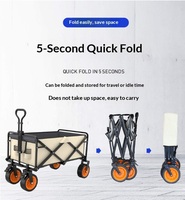 Chariot pliant industriel à quatre roues en acier zingué, chariot de jardin, chariot utilitaire extérieur, outils de shopping – Vente chaude