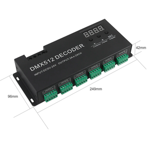 Décodeur LED <span class=keywords><strong>DMX</strong></span> 24 canaux avec affichage numérique, pilote de gradation, contrôleur LED DMX512 pour bande lumineuse RGBW, DC5-24V 3A/CH, éclairage de scène/barre lumineuse - Product Image 4