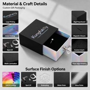 OEM Custom Holographic Drawer Jewelry Box with Crystal Handle for Necklaces Earrings Bracelets - Product Image 4