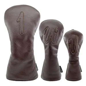 Best Seller NEW Dermis Cowhide Golf Head Covers PU Leather Bulk Retail Custom Driver Accessories Plain Golf Headcovers