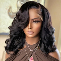 Peluca de Cabello Humano Virgen Natural Transparente de 18 Pulgadas 13x4 con Ondas Suaves, Pelucas de Encaje HD Brasileñas con Frente de Encaje para Mujer