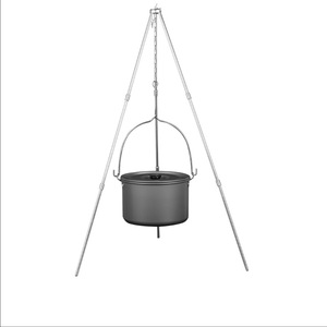 Portable pliable 1mm d'épaisseur en alliage d'aluminium trépied fournitures de Camping en plein air avec support de feu de joie <span class=keywords><strong>suspendu</strong></span> <span class=keywords><strong>Pot</strong></span> étagère gril pour les voyages - Product Image 1