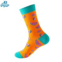 Chaussettes Jacquard Fantaisie Fruits Tendance Homme Femme Automne Hiver Polyester Coton Vente en Gros