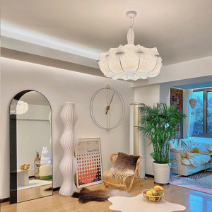 Lustre en soie de designer italien Flos, couleur crème, pour salon, style français, luminaire artistique pour maison d'hôtes, E27, six têtes LED - Product Image 3