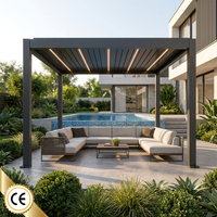 Pergola autoportante motorisée en aluminium avec LED, revêtement poudré, toit à lames orientables, imperméable, écologique, durable, pour balcon