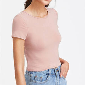 Commercio all'ingrosso Casuale delle Donne Girocollo Manica Corta Soild Crop Top T-Shirt di Base - Product Image 6