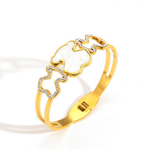 <span class=keywords><strong>Bracciale</strong></span> da donna in acciaio inossidabile placcato <span class=keywords><strong>oro</strong></span> con design floreale alla moda <span class=keywords><strong>e</strong></span> <span class=keywords><strong>madreperla</strong></span>, idea regalo - Product Image 6
