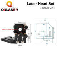 Ensemble de têtes laser CO2 série C avec lentilles de mise au point ZnSe (Dia.18mm FL38.1 et Dia.20 FL50.8/63.5/101.6mm), miroir Dia.25mm