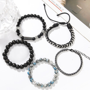 5 Piece Men's <b>Beaded</b> <b>Bracelet</b> Set Alloy Turquoise Jewelry Stacking Set Yiwu Origin Geometric Ball Shape - Product Image 3