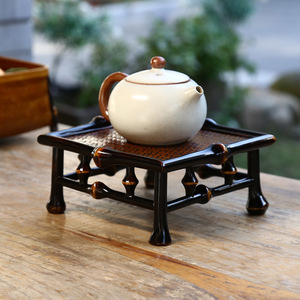 Estante de Almacenamiento para Juego de Té Retro de Bambú, Base de Exhibición con Tapete de Bambú - Product Image 2