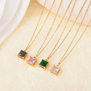 Delicado Collar de Acero Inoxidable 316L Chapado en Oro PVD de 14k y 18k para Mujer, Joyería Fina, Collar con Diamantes Negros para Mujer - Product Image 2