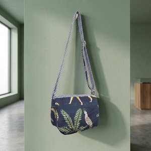 Bolso Bandolera Floral con Estampado de Bloques, Morado, Acolchado de Algodón, Hecho a Mano, para Mujer, de la India - Product Image 2