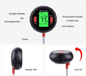 5 में 1 मिट्टी परीक्षण मीटर डिजिटल मिट्टी नमी पीएच. तापमान प्रकाश टेस्टर एलसीडी - Product Image 3