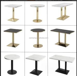 흰색 캐비닛 및 세트 커피 테이블 고급 커피 테이블 대리석 커피 테이블 골드 단일 금속 다리 황금 가장자리