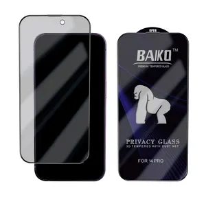 Baiko gizlilik 9H 3D 5D temperli cam iPhone için 11 12 13 14 Pro MAX 6 7 8 artı SE Anti casus gözetleme ekran koruyucu