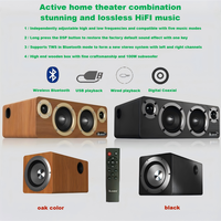 Système audio combiné Hi-Fi en bois pour home cinéma, avec haut-parleur sans perte, prise en charge TWS, lecture filaire USB et coaxiale, et télécommande