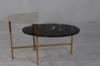 Cadre de verre finition dorée moderne, 2 étagères, Table basse/d'appoint pour salon, livraison gratuite