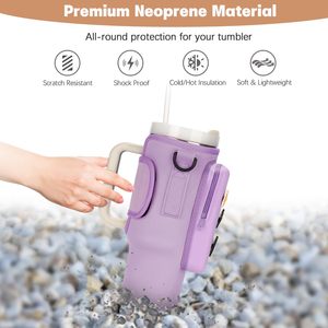 Funda de Neopreno para Botella de Agua Stanley Cup de 40 oz, Bolsa Portabotellas, Bolsillo de Silicona para Teléfono, Bolsa Deportiva - Product Image 4