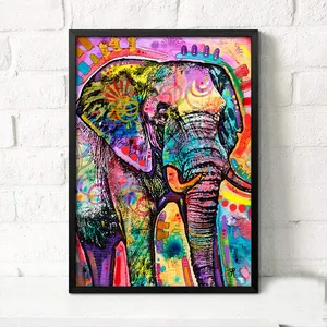 Pinturas de elefante de colores para decoración del hogar, lienzo, otros servicios de impresión, pulverizador de pintura