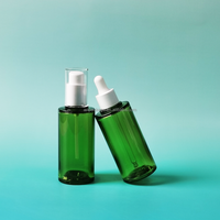 Ensemble de sérum pour le visage coréen en PETG de luxe, vert mat, lotion de soin du corps et des cheveux, avec étiquette et impression de logo