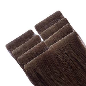 Yüksek kaliteli el bağlı manikür hizalanmış çift çizilmiş görünmez cilt atkı yüksek % saç ekleme bakire Remy bandı-rus saç - Product Image 2