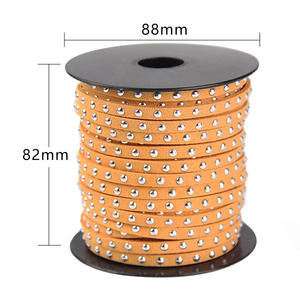 <span class=keywords><strong>Cordon</strong></span> en daim synthétique clouté avec rivets plats dorés de 5 mm, fait main et coloré, pour la fabrication de colliers et de bracelets de mode – Vente en gros - Product Image 2