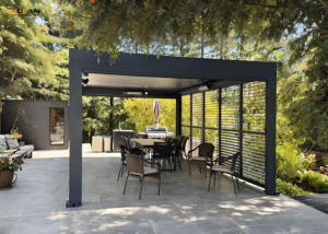 Pergola autoportante en aluminium <span class=keywords><strong>MULAN</strong></span>, 10+ ans <span class=keywords><strong>de</strong></span> garantie, imperméable, motorisée, à lames orientables, bioclimatique, télécommande, garantie 5 ans, patio - Product Image 4