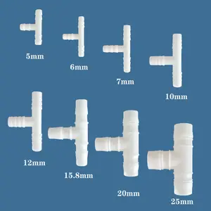 3/32"inches Flow Control Components 3 Ways T-shaped Plastic Hose Barb Tee Reducer Fittings