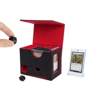Boîte de rangement en cuir PU personnalisée pour jeux de société et cartes à collectionner, avec tiroir et plateau à dés, présentoir à fenêtre pour TCG Commander Pokemon Yu-Gi-Oh