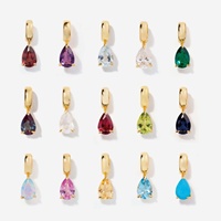Pendentif Breloque Goutte d'Eau Populaire en Acier Inoxydable 316L Plaqué Or 18K avec Zircon Taillé Poire, 12 Pierres de Naissance, pour Collier DIY, Cadeau Bijou