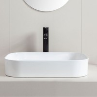 Lavabo carré en céramique au design moderne, à poser sur comptoir, écologique, facile à nettoyer, pour salle de bain, balcon, hôtel