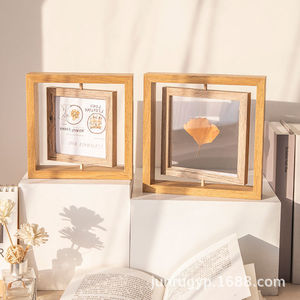 Wooden Rotating Photo <b>Frame</b> Solid Wood Rectangle Tabletop Display <b>Frame</b> For Home Living Room Bedroom - Product Image 3