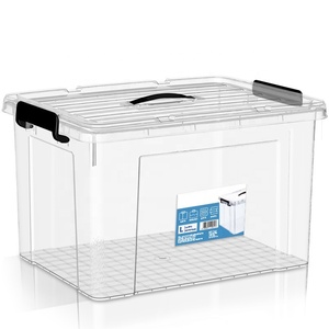 12 Qt Plastic Storage Container Bin with Secure Lid and Latching Buckles